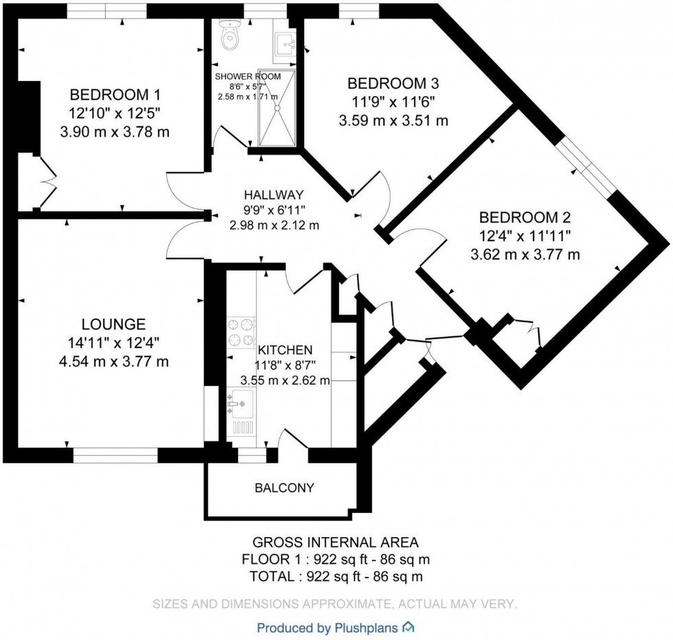 Floorplan for Fereneze Avenue, Barrhead, G78